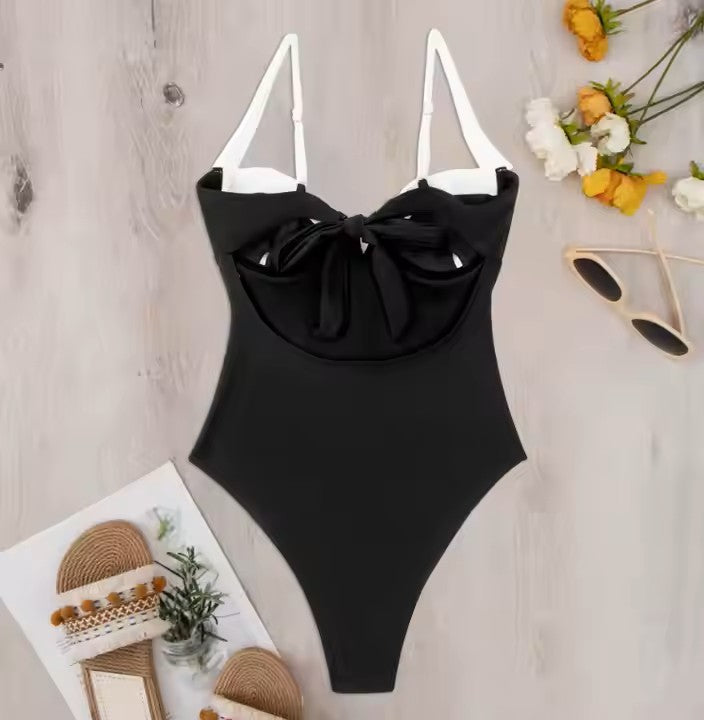 Two Color One Piece Bathing Suit