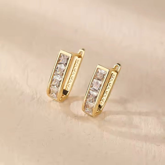 18k Gold Plated Cubic Zirconia Hoop Earrings