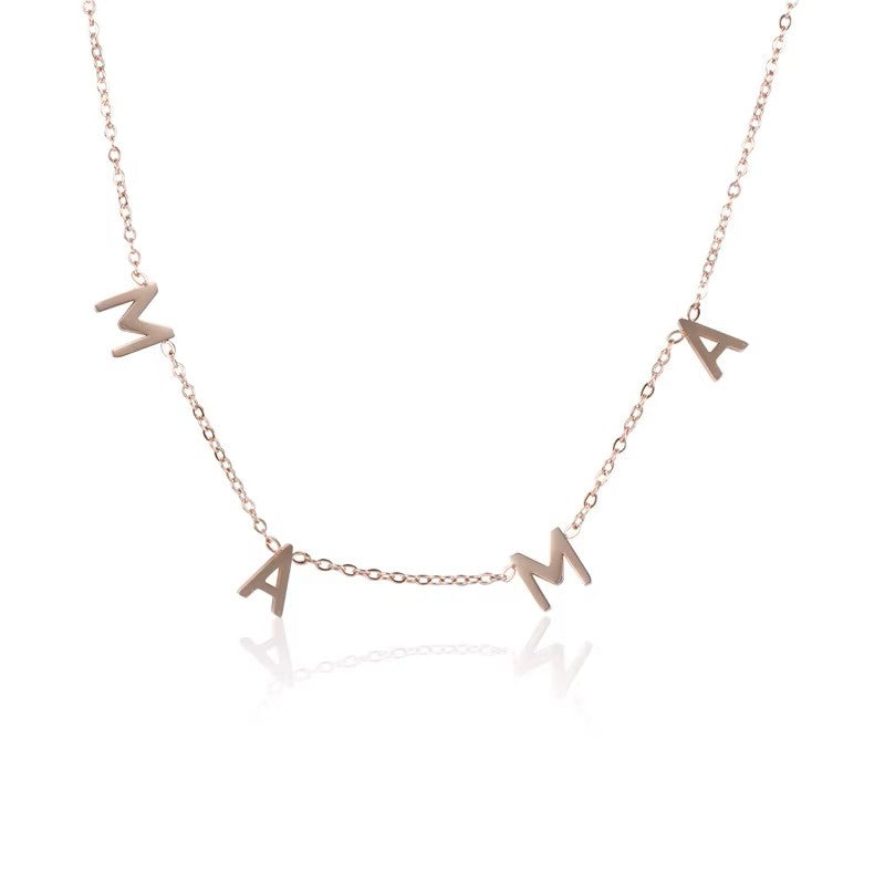 MAMA Necklace 18K Gold Plated Stainless Steel Letters Necklace
