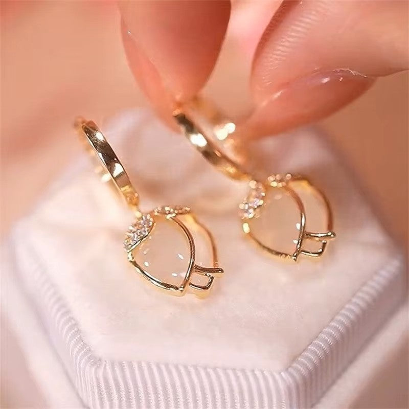 Luxury Vintage Opal Sun Flower Versatile Crystal Earrings