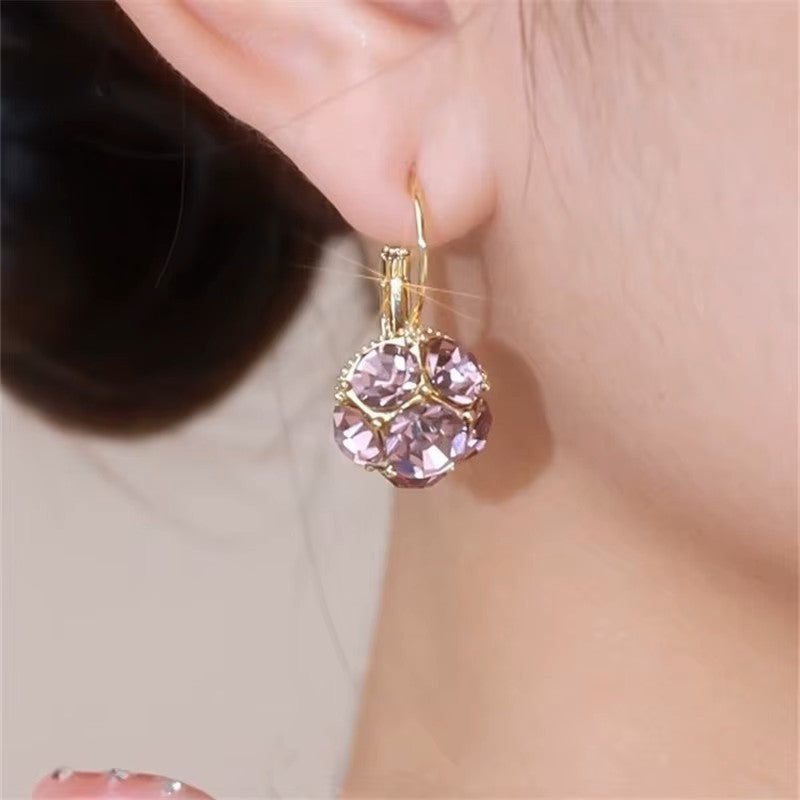 Trendy Unique Light Amethyst Round Earrings