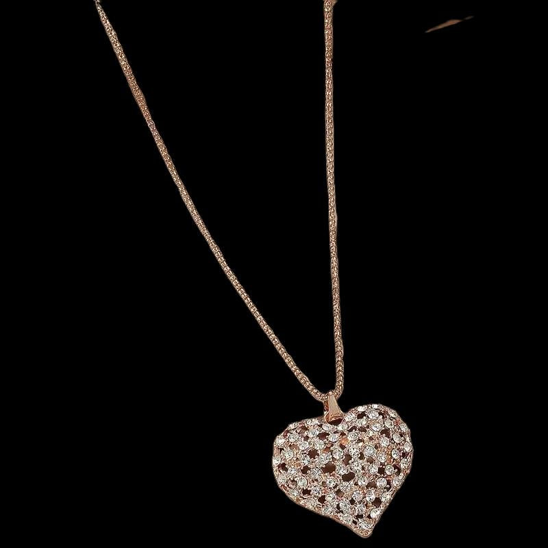 Rhinestone Heart Pendant with Necklace