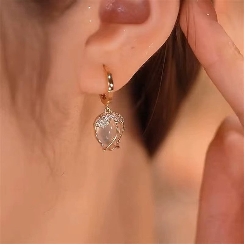 Luxury Vintage Opal Sun Flower Versatile Crystal Earrings