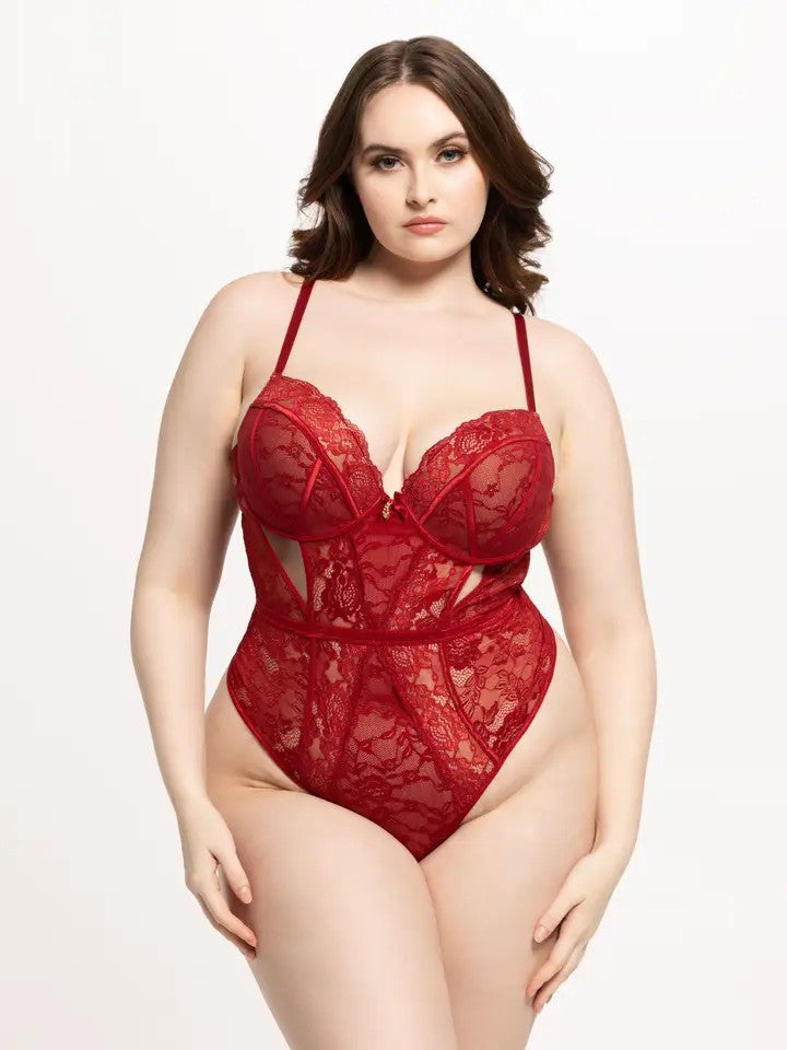 HOUSE OF DESIRE SAVANNAH LACE PUSH UP PLUNGE Lingerie BODYSUIT