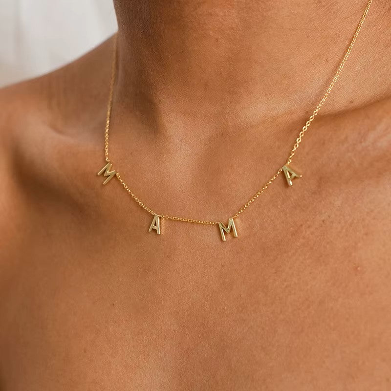 MAMA Necklace 18K Gold Plated Stainless Steel Letters Necklace