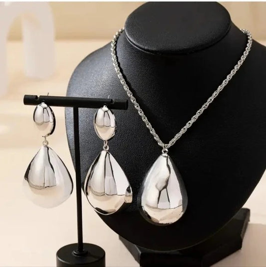 Water Drop Exaggerated Necklace Earring Set