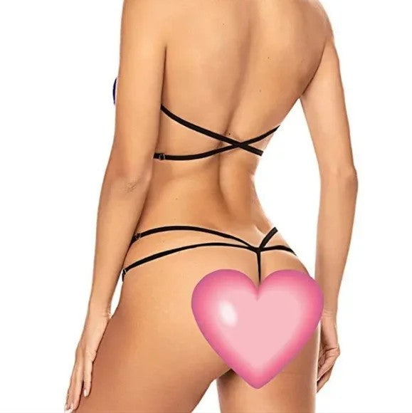 Black Deep V Halter Lingerie Teddy One Piece Bodysuit Lace