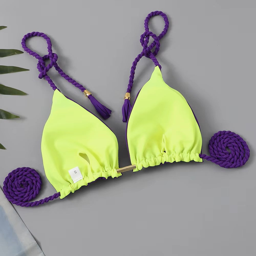 Cute Purple with lime green accents Bikini