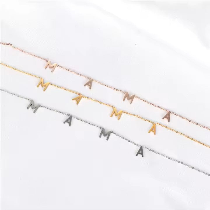 MAMA Necklace 18K Gold Plated Stainless Steel Letters Necklace