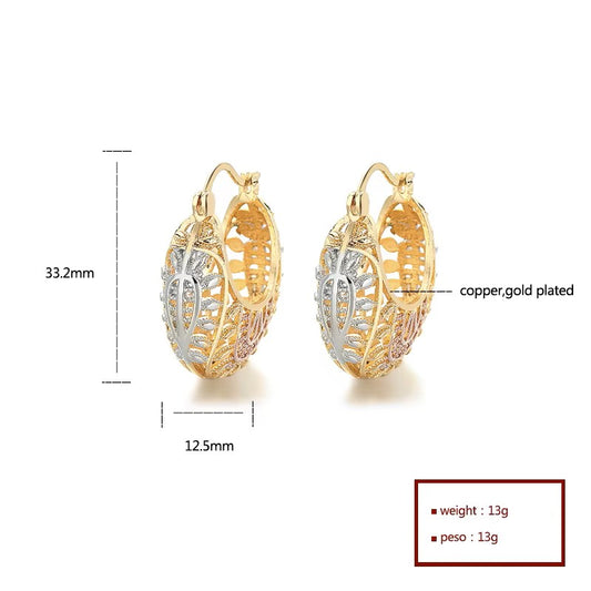 18K Laminated Gold Earrings Hoop Plated Earrings Fashion