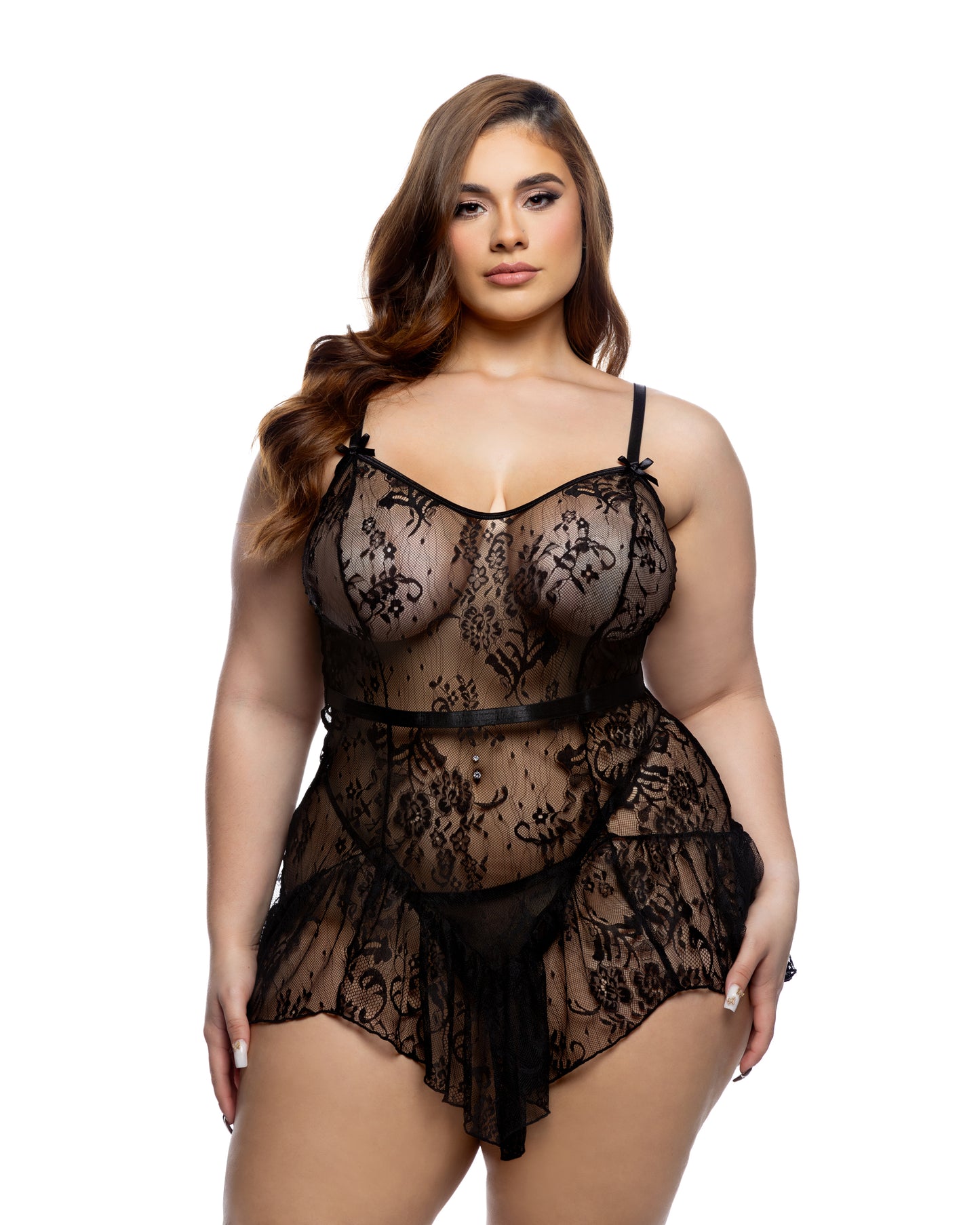 Midnight Kiss Slip Floral Stretch Lace