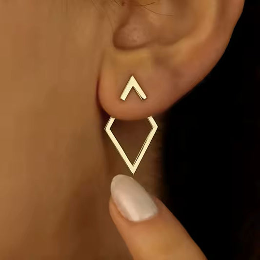 1 Pair of Metal Geometric Diamond Shaped Arrow Earrings