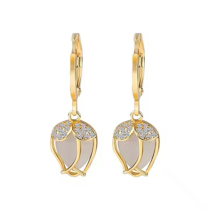 Vintage Opal Sun Flower Versatile Crystal Earrings