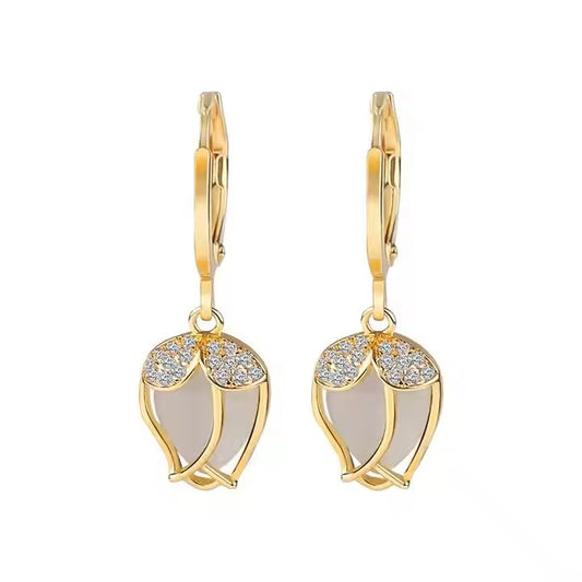 Vintage Opal Sun Flower Versatile Crystal Earrings