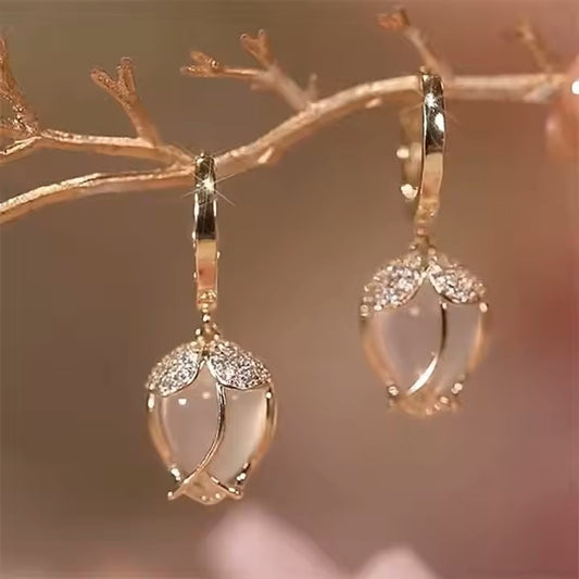 Vintage Opal Sun Flower Versatile Crystal Earrings