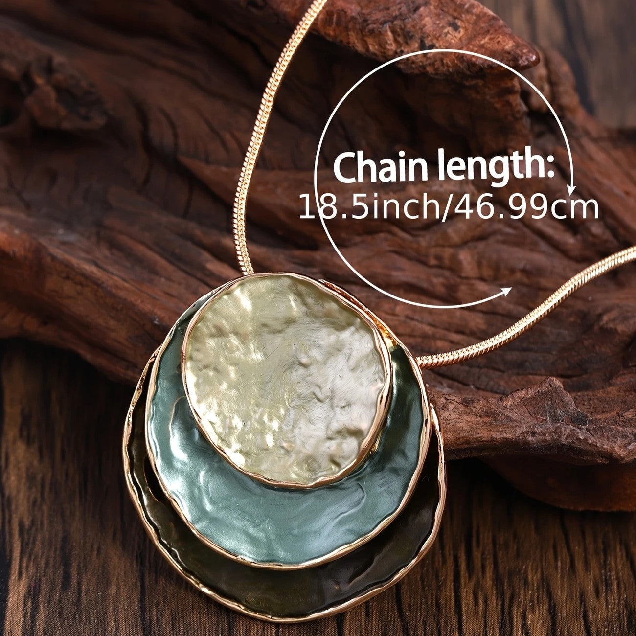 Vintage Boho Jewelry Setl Multilayer Round Pendant Necklace and Earrings