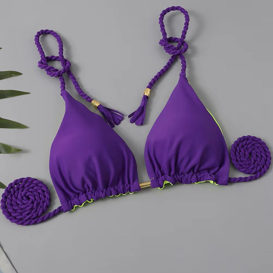 Cute Purple with lime green accents Bikini