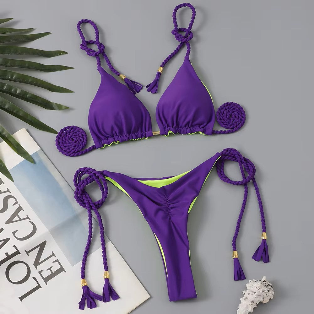 Cute Purple with lime green accents Bikini