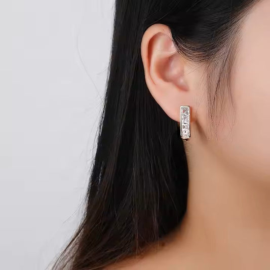 Gold Plated Cubic Zirconia Hoop Earrings