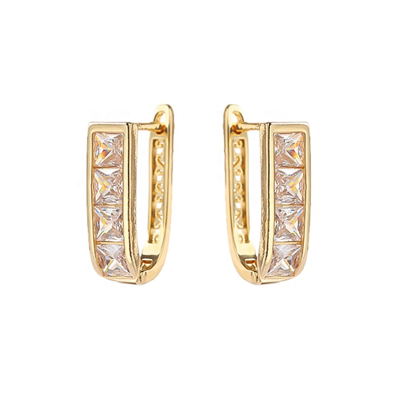 18K Laminated Gold Plated Hoop Earrings With Cubic Zirconia