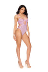 Lilac Lace and Mesh Teddy Lingerie