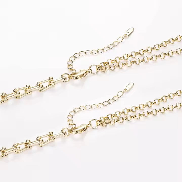 14K White Gold Rose Gold Plated Tri-Color Necklace
