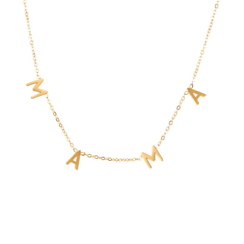 MAMA Necklace 18K Gold Plated Stainless Steel Letters Necklace