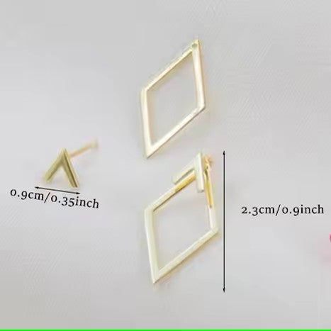1 Pair of Metal Geometric Diamond Shaped Arrow Earrings